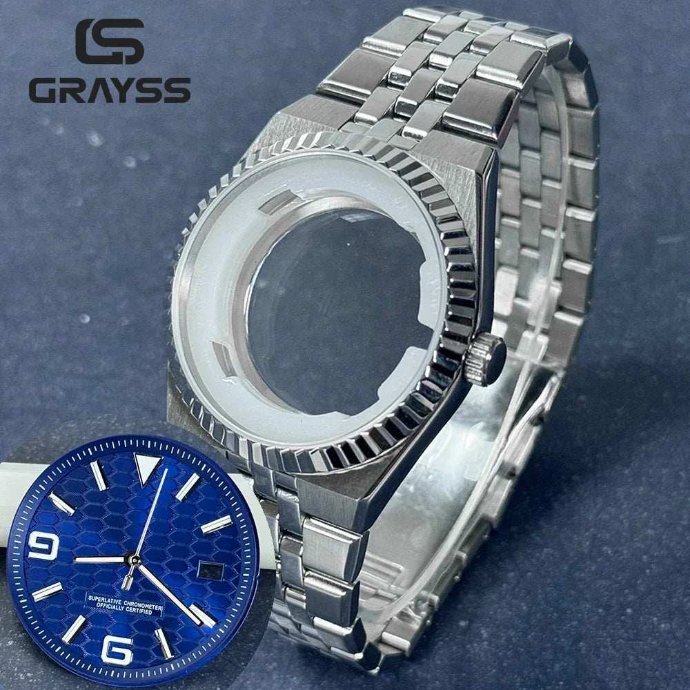 40mm Land-Dweller Watch Case & Dial Kit | Fits NH35 Miyota 8215 | 316L Stainless Steel Automatic Mechanical Case | Custom Iced Out Watch Base | Caratix - CaratixJewelry